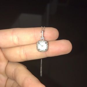 Blue topaz (December) birth jem necklace